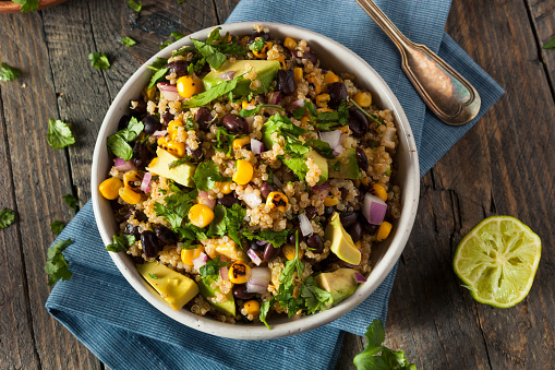 Homemade Southwestern Mexican Quinoa Salad with Beans Corn and Cilantro