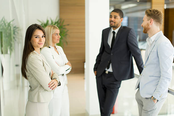 istock Modern multiratial businesspeople in the office 530185684