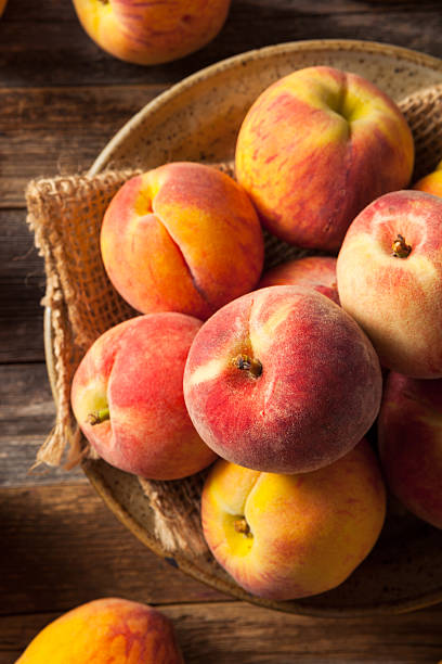 istock Fresh Juicy Organic Yellow Peaches 530186102