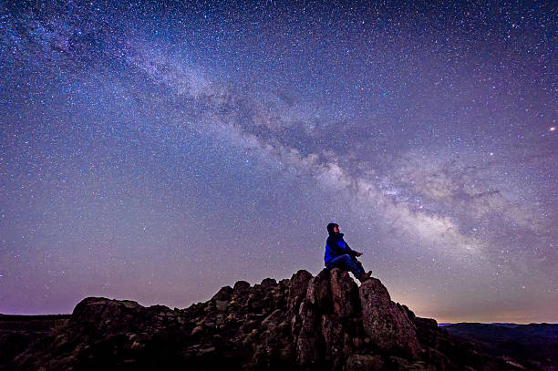 istock Man sitting under The Milky Way Galaxy 530186120