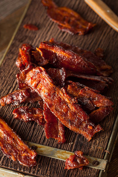 istock Homemade Dried Barbecue Bacon Jerky 530186180