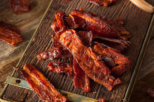 istock Homemade Dried Barbecue Bacon Jerky 530186316