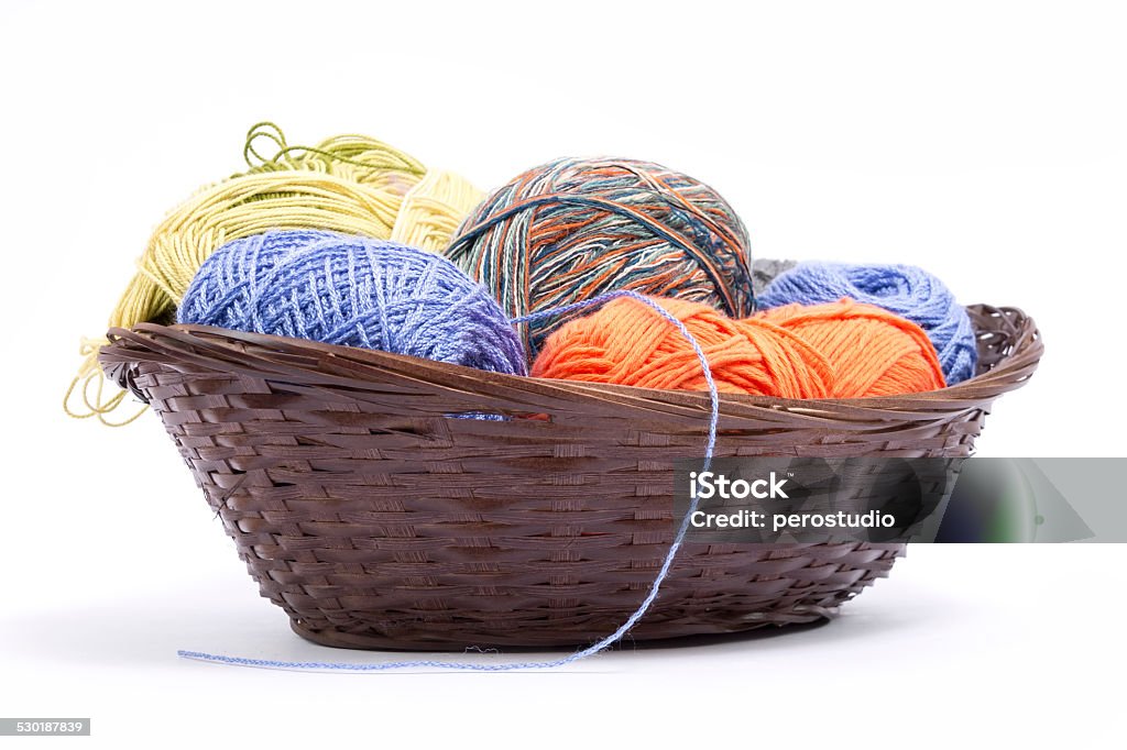 Different colour yarn in a basket Art And Craft Stock Photo