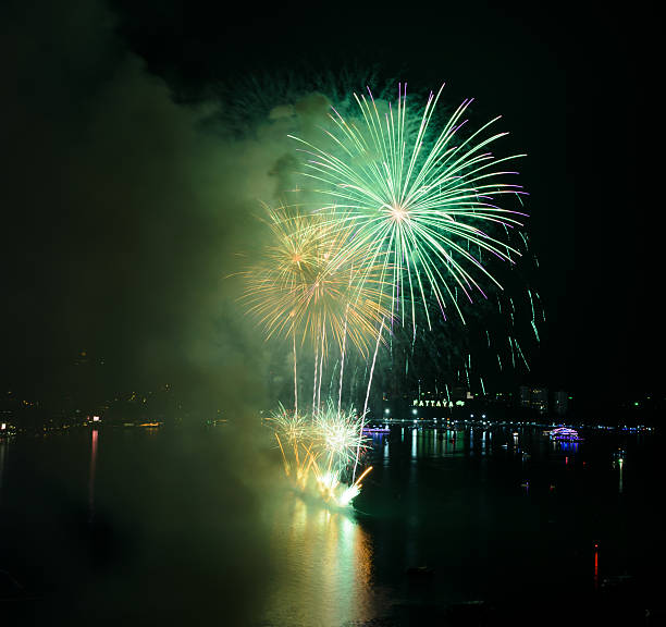 istock Beautiful firework at Pattaya beach, Thailand 530188683