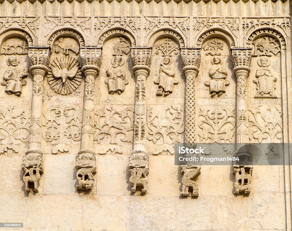 St. Demetrius Cathedral Carvings The Carvings on the outside of the St. Demetrius Cathedral in Vladimir in Russia. Vladimir - Russia Stock Photo