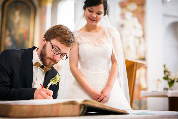istock Portrait of a young wedding couple 530190430