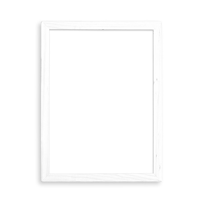 White blank picture frame isolated on white background.