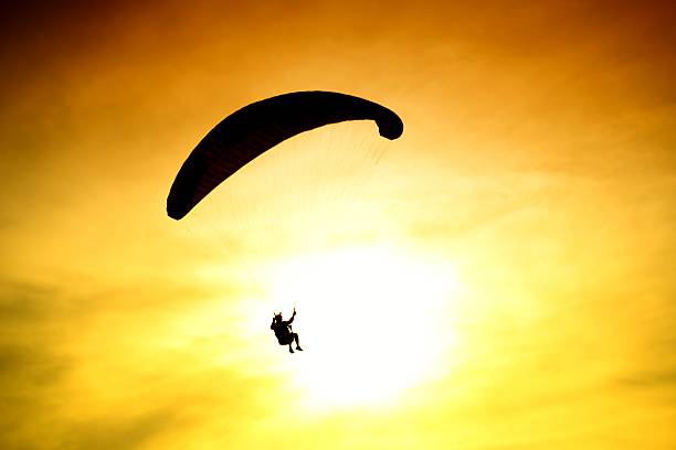 istock Silhouette of parachute on sunset 530191136