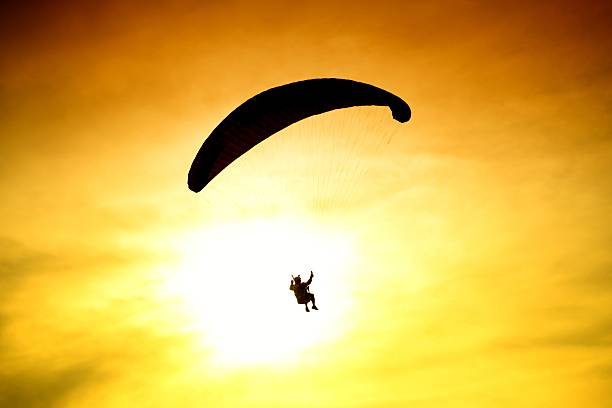 istock Silhouette of parachute on sunset 530191160