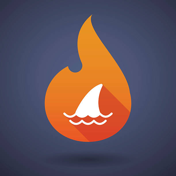 illustrazioni stock, clip art, cartoni animati e icone di tendenza di icona di fiamma con pinne di squalo - spinarolo