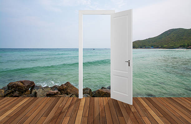 istock Landscape behind the opening door 530192192