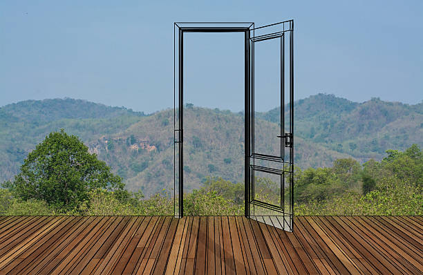 istock Landscape behind the opening door 530192680