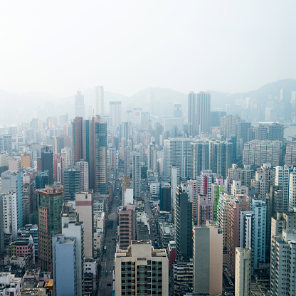 Hong Kong Mongkok skyscrapers in the morning
