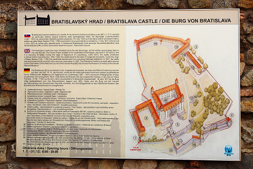 Bratislava, Slovakia - May 29, 2015: Plan of the Bratislava Castle on May 29, 2015 in Bratislava in Slovakia
