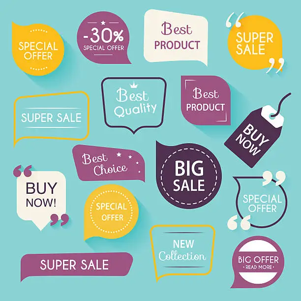 Vector illustration of Collection of premium promo seals/stickers. Isolated vector illu