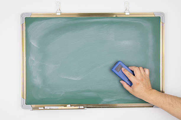 istock Hand holding the eraser to clean the blackboard 530200797