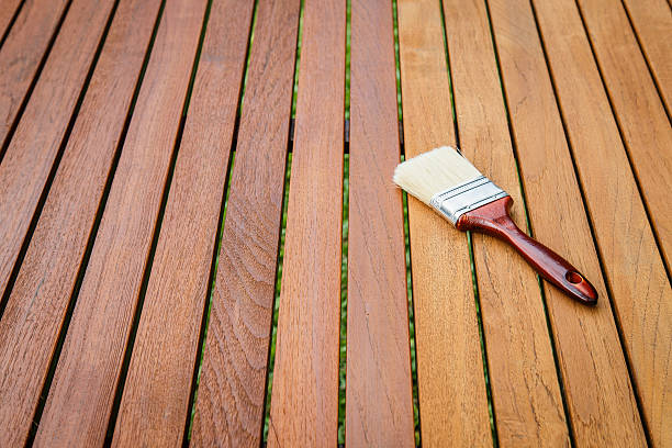 istock Paint brush on wooden table 530204279