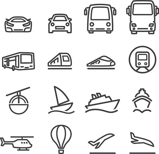 тип транспорта иконки set-line series - public transportation isolated mode of transport land vehicle stock illustrations