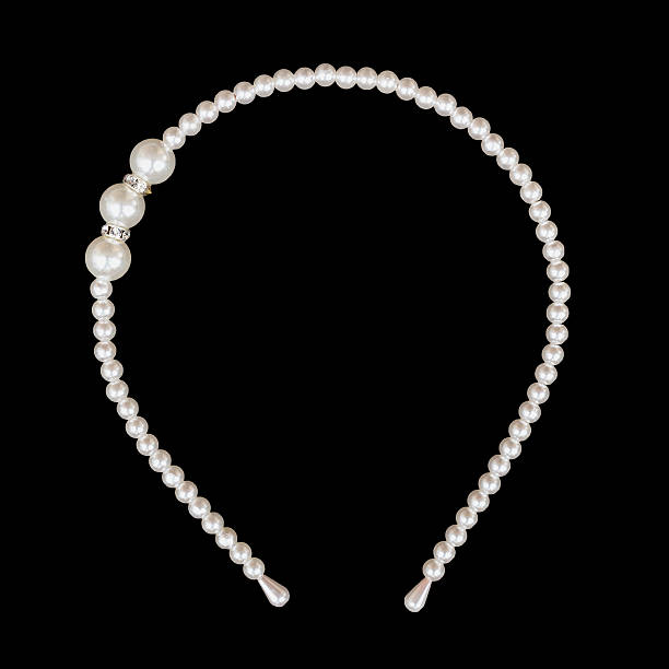 istock White pearls on the black background 530205001