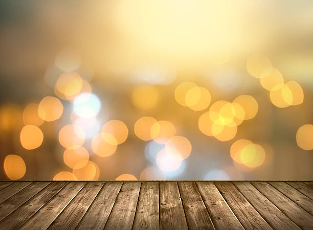 istock Wooden table and Bokeh light background. 530205154