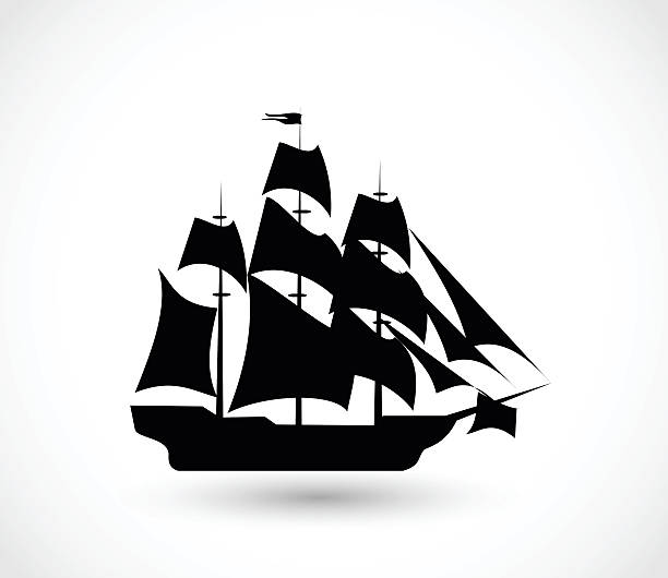 船アイコンベクトルイラストレーション - sailboat silhouette captain recreational boat点のイラスト素材／クリップアート素材／マンガ素材／アイコン素材