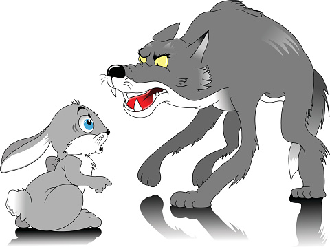 Wolf Vs Rabit Wolf And Rabbit Stock Illustration - Download Image Now - Aggression ...