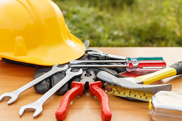 istock Closeup of assorted work tools on wood 530206015