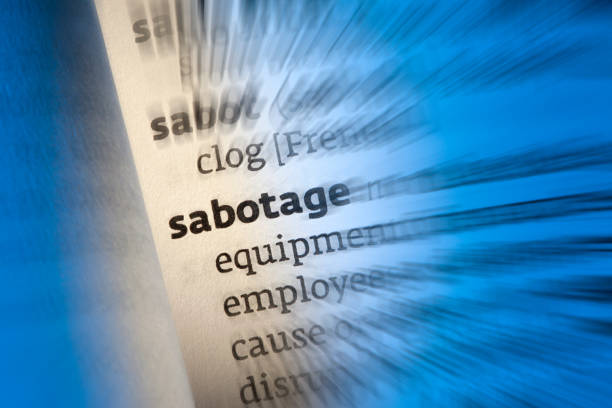 Sabotage - Dictionary Definition An acot of sabotage is to deliberately destroy, damage, or obstruct (something), especially for political or military advantage. sabotage stock pictures, royalty-free photos & images