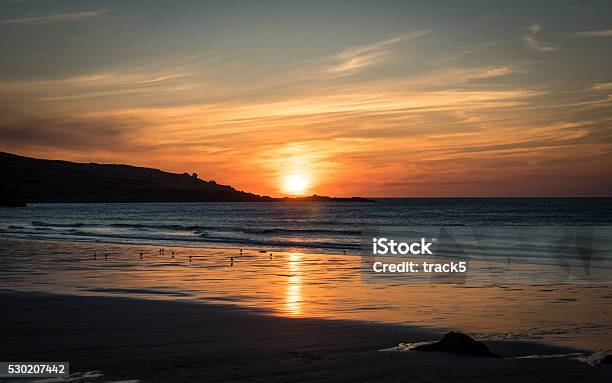 Porthmeor Beach Sunset St Ives Cornwall England Stock Photo - Download Image Now