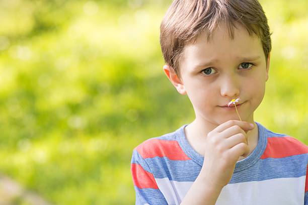 istock Sweet little boy smelling a daisy 530209336