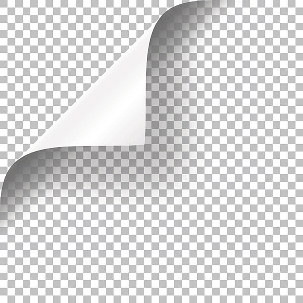 Curly Page Corner realistic illustration with transparent shadow. Ready to apply to your design. Graphic element for documents, templates, posters, flyers.