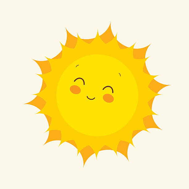illustrations, cliparts, dessins animés et icônes de heureux soleil icône. illustration vectorielle - lumière du soleil illustrations