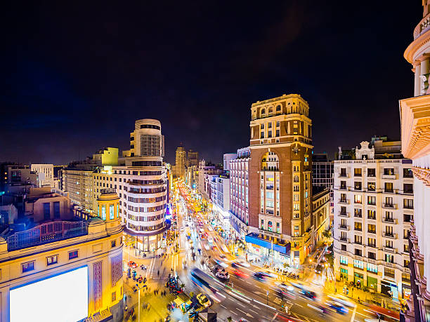 istock Gran Via in Madrid, Spain at night 530210628