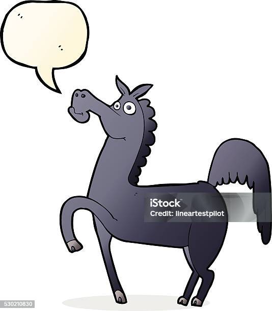 Funny Cartoon Horse With Speech Bubble Stock Illustration - Download Image Now - Bizarre, Cheerful, Clip Art