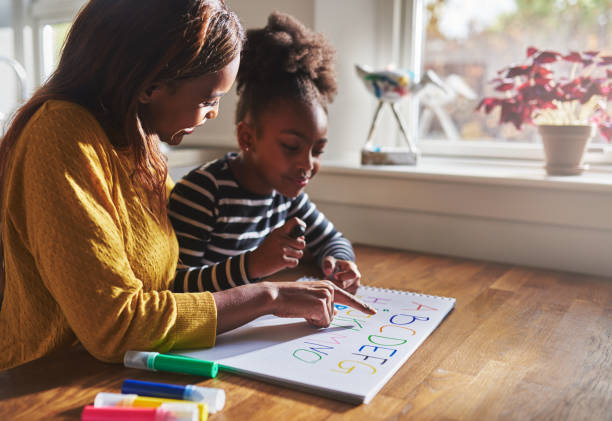 istock Woman and child learning alphabet 530211204
