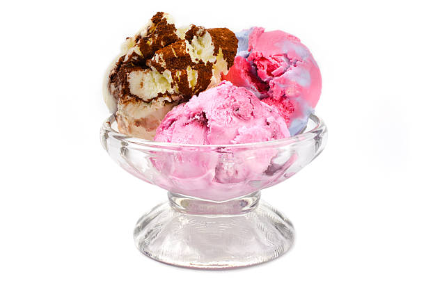 istock Mixed flavor ice cream scoops in glass isolated 530213226