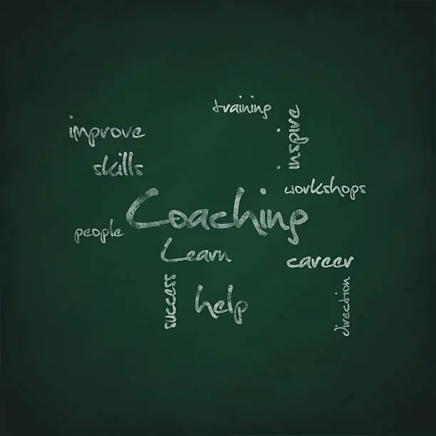Photo of Business coaching strategy on chalkboard