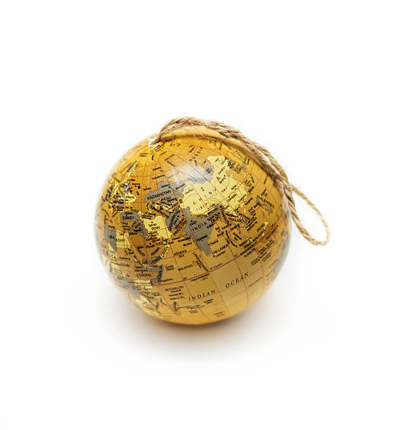 Christmas globe ornament isolated on white stock photo