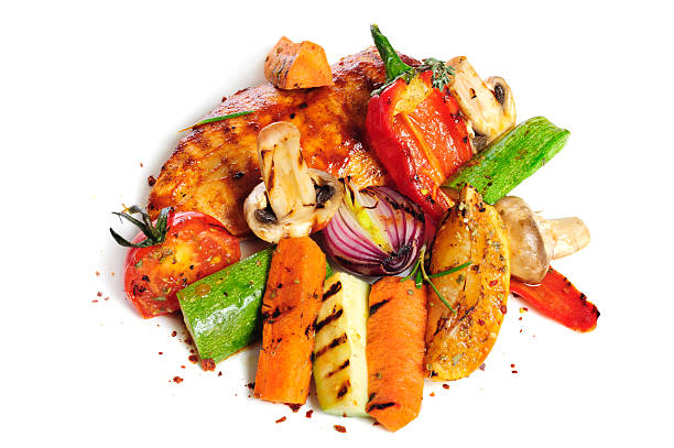 istock grilled chicken fillet and vegetables 530224891