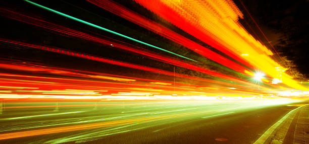 istock Big city road car lights at night 530225191