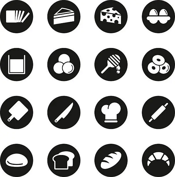 Vector illustration of Bakery Icons - Black Circle Series