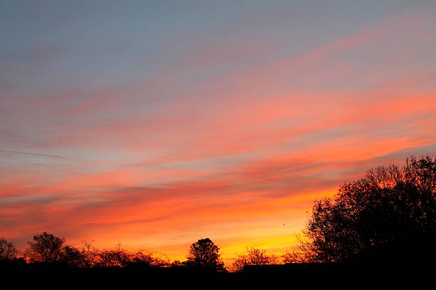 istock Red sky at night silhouette - sunset, Escomb, North East 530227727