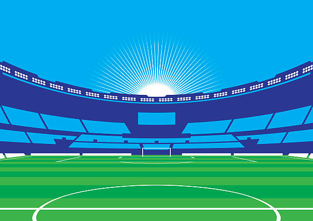 Soccer / Football Stadium Illustration of a soccer / football stadium background. All elements are separated in layers. Easy to edit. Black and white version (EPS10,JPEG) included. soccer illustrations stock illustrations