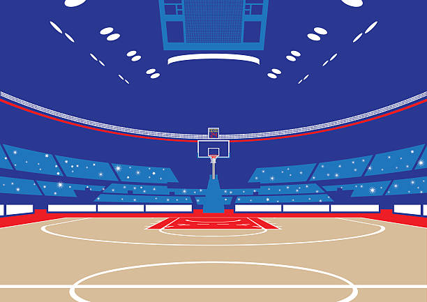 ilustraciones, imágenes clip art, dibujos animados e iconos de stock de basketball arena - basketball court