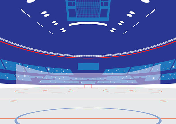 Ice Hockey Arena Illustration of an ice hockey arena background. All elements are separated in layers. Easy to edit. Black and white version (EPS10,JPEG) included. hockey stock illustrations