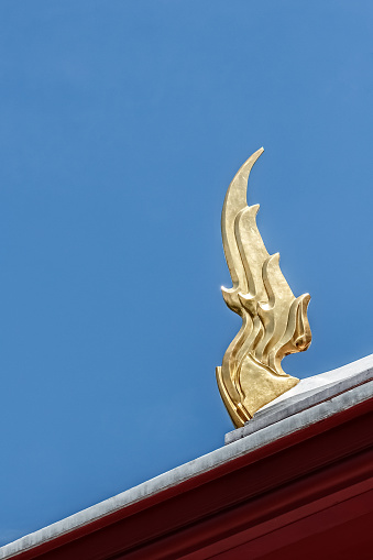 Thai Traditional Architecture, Naga Abstract on Temple Roof, Thailand