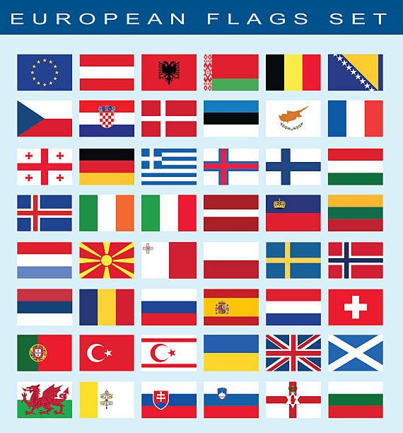 set of european flags, vector illustration set of european flags, vector illustration welsh flag stock illustrations