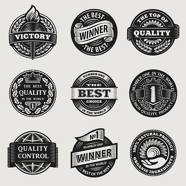 vintage signs vector set vintage signs ribbons stickers vector set black family crest stock illustrations