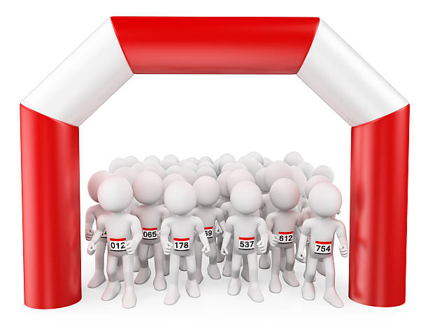 istock 3D white people. The start of a Marathon 530229447