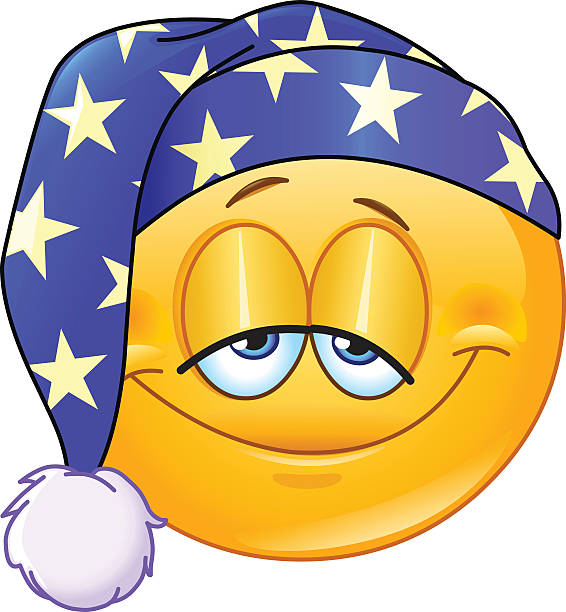 Good night emoticon Good night emoticon with nightcap bedtime stock illustrations